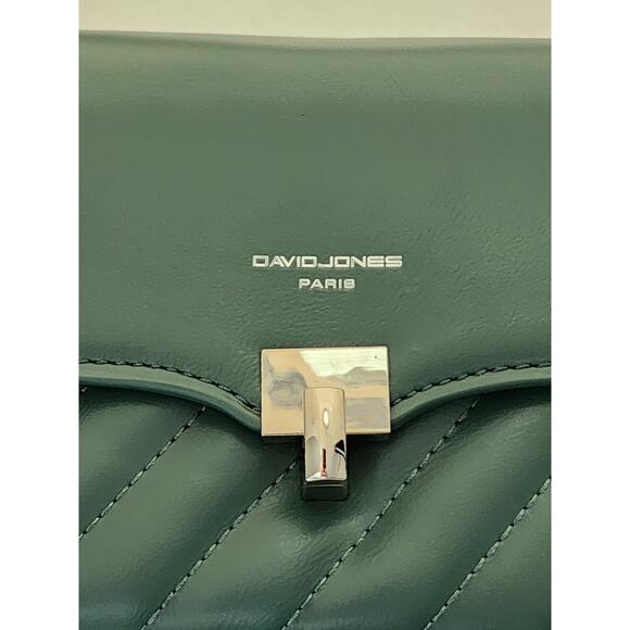 PURSE-CROSSBODY-DAVID JONES PARIS-Faux Leather-Green-Silver Tone Hardware-NEW - Picture 11 of 14
